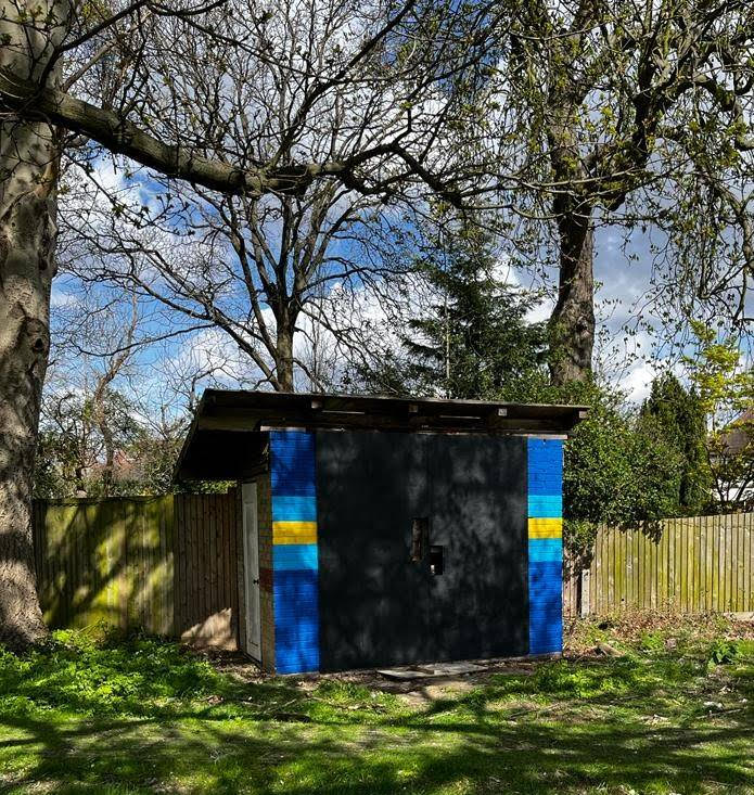 Ploughmans painted shed at Dulwich Sports Ground