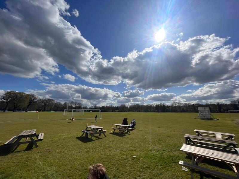 Sunny April day at Dulwich Sports Ground